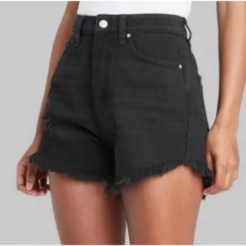 NWOT Wild Fable High-Rise Black Frayed Hem Women's Denim Shorts